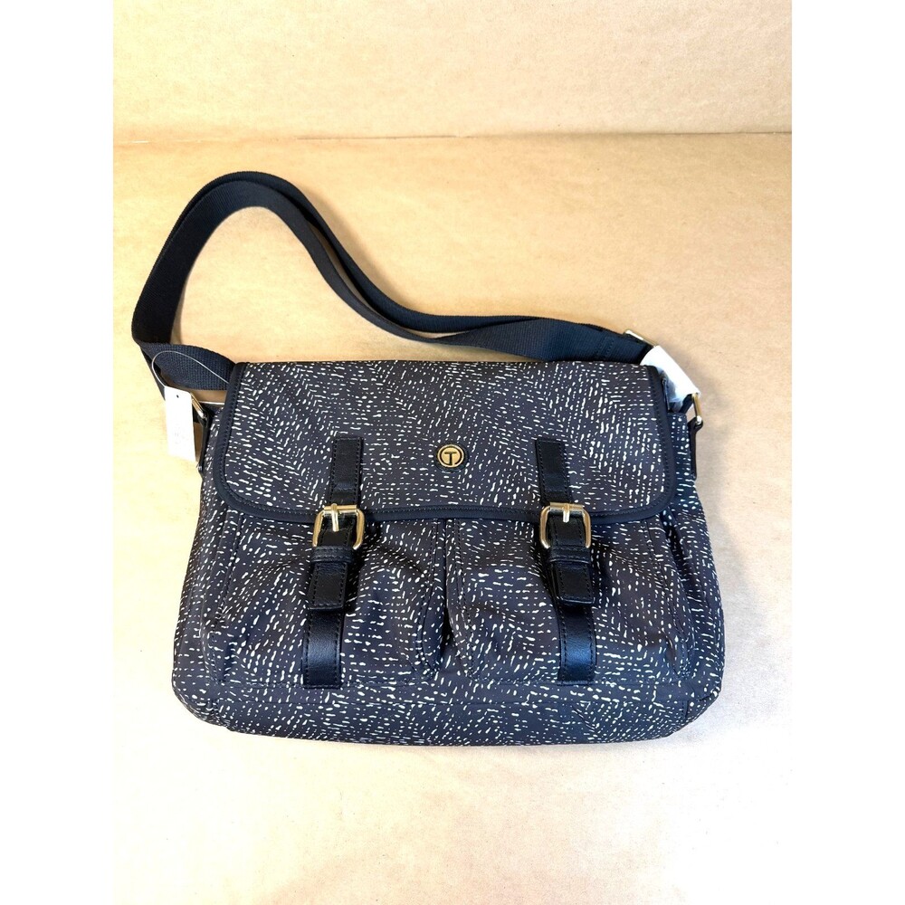 Talbots Black White Patterned Crossbody Messenger Bag Shoulder Purse NWT